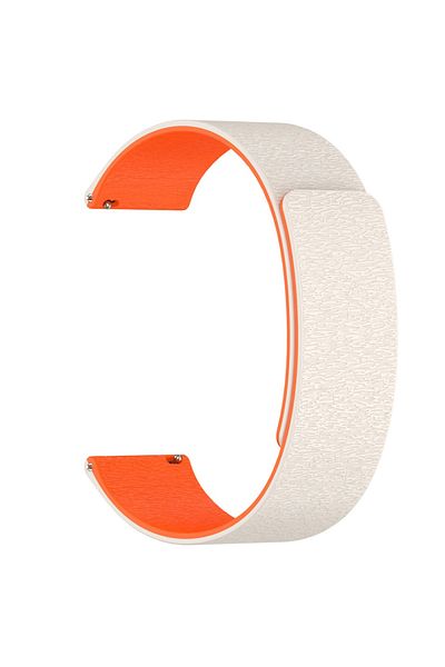 Techsuit Silicone Smart Watch Strap, 18mm, Adjustable, Premium, W074, Beige / Orange