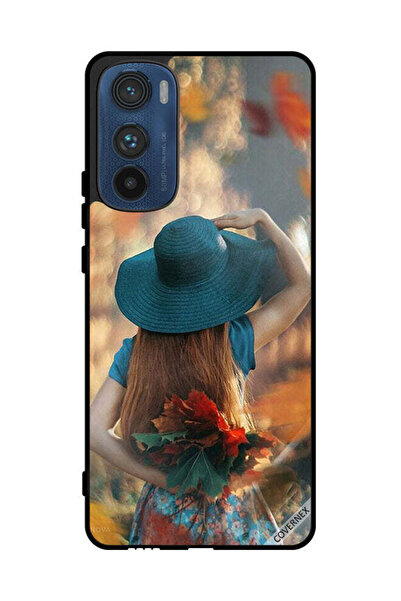 Covernex غطاء حماية لهاتف موتورولا إيدج 30 - فتاة قبعة تخفي أوراق الحب