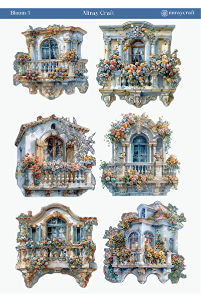 MirayDesign 1 autocolant tematic cu flori înflorite – 12x17 cm pentru album d...