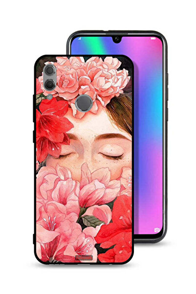 Tolwak غطاء حماية لهاتف Honor 10 Lite برسومات زهور ووجه فتاة مخفي