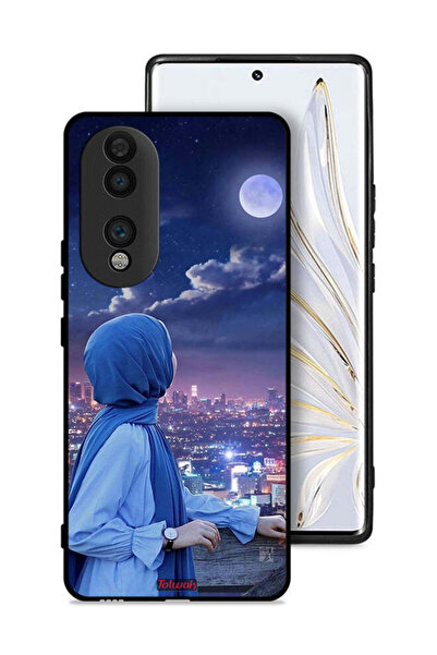 Tolwak غطاء حماية لهاتف Honor 70 بطبعة فتاة محجبة تنظر إلى القمر