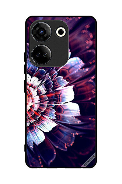 Covernex غطاء حماية لهاتف تكنو كامون 20 مع زهرة كبيرة منعكسة على الجانب الأيسر