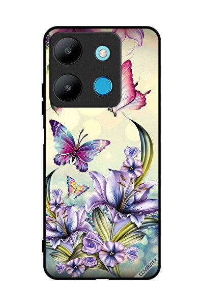 Covernex غطاء حماية لهاتف إنفينيكس سمارت 7 بنقشة زهور أرجوانية وفراشات