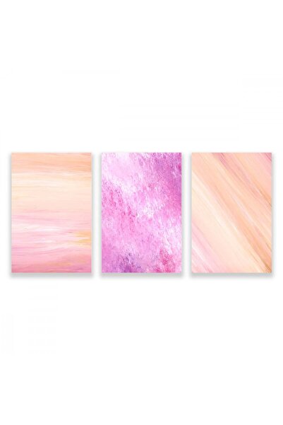 4gdran ثلاث لوحات قماشية مودرن بتصميم رسم تجريدي مع برواز ذهبي مجوف