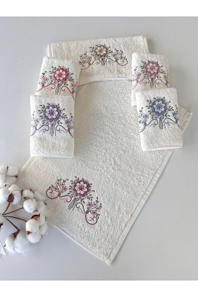 sarra Mysoft 6-Piece 30X50 3D Embroidered Towel - Orchid