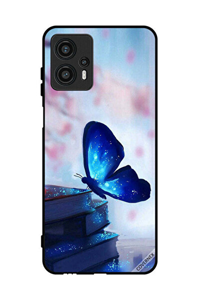 Covernex غطاء حماية لهاتف موتورولا موتو جي 13 بتصميم فراشة جالسة على كتاب