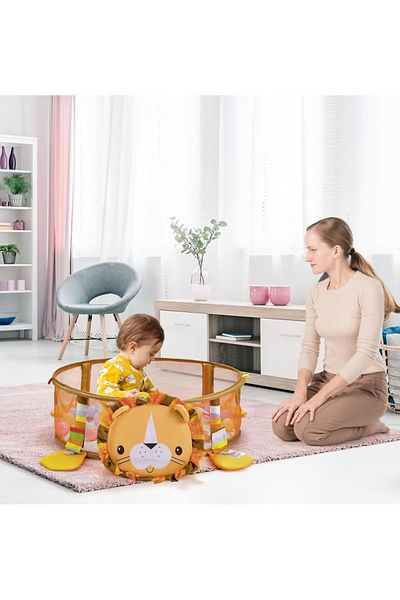rexa 4-in-1 Baby Activity Gym, Infant Play Lion Mat with 4 Hanging Toys, Detachable Arch, Storage Bags