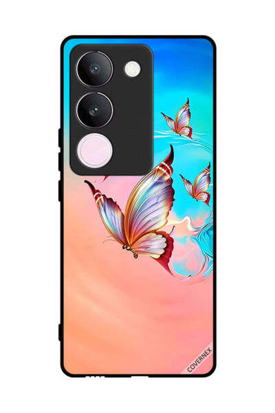 Covernex غطاء حماية لهاتف فيفو V29 - فراشات تحلق فوق لون الطلاء