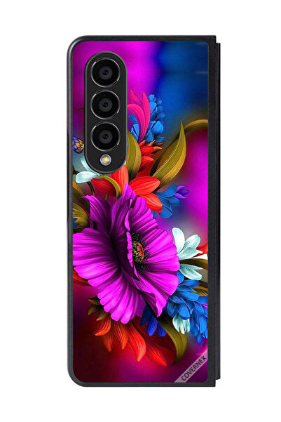 Covernex غطاء حماية لهاتف سامسونج جالاكسي زد فولد 4، تصميم زهور عالية الدقة