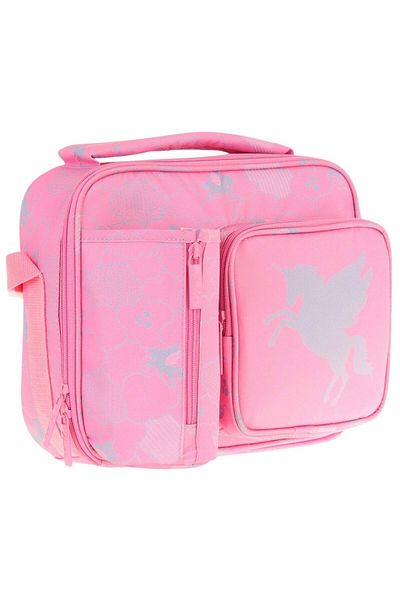 KAUKKO Girl's Pink Cloud Patterned Thermal Insulated Three Compartments (Water Bottle Pocket) School Lunchbox L7218