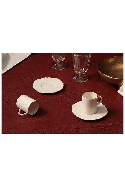 Porland Gold Gilding 2 Person Coffee Set 80Cc 4 Pieces