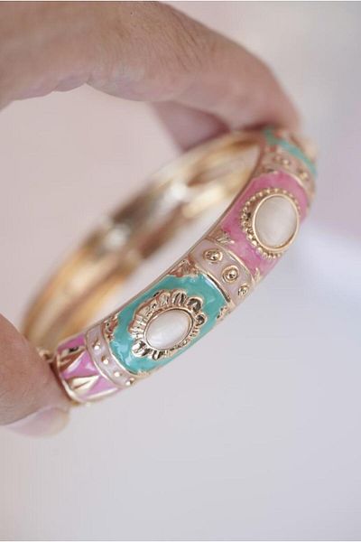 AŞIK ACCESSORIES Turquoise Pink Vintage Handcuff Bracelet