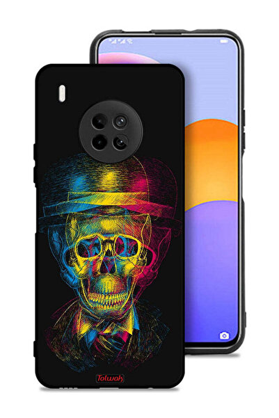 Tolwak غطاء حماية لهاتف Huawei Y9a بتصميم جمجمة وقبعة ملونة وفن خيالي