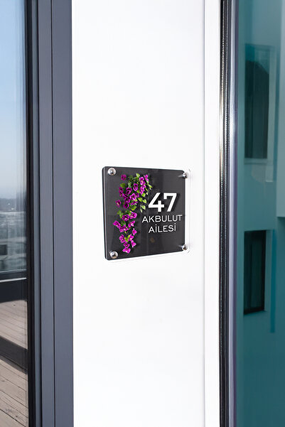 Morimora Kişiye Özel Mor Sarmaşık Çiçekli Kapı İsimliği