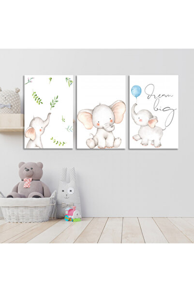 4gdran ثلاث لوحات قماشية مودرن لغرف الأطفال مع برواز خشبي مخفي