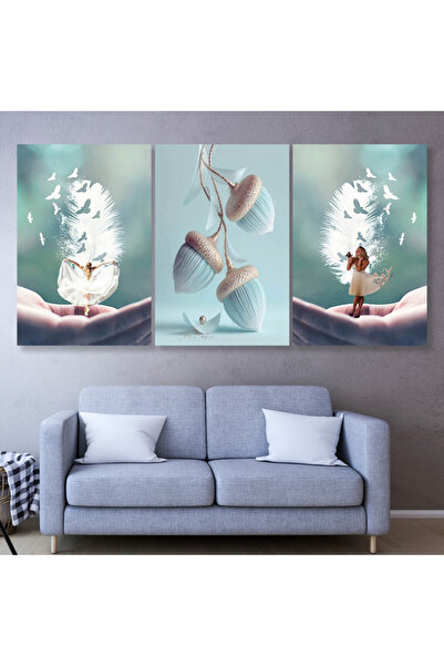 Marktna ثلاث لوحات قماشية مودرن مع برواز ذهبي مجوف