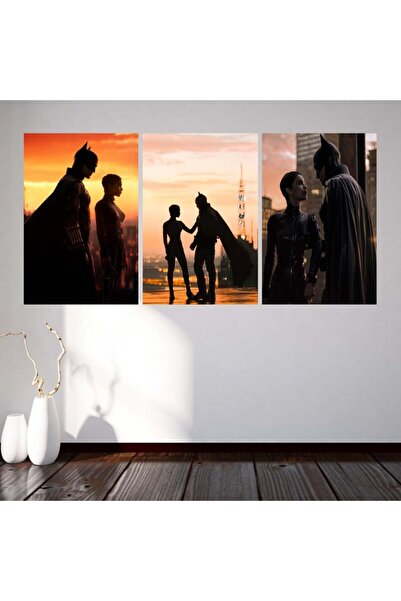 4gdran ثلاث لوحات قماشية بتصميم فلم The batman مع برواز خشبي مخفي