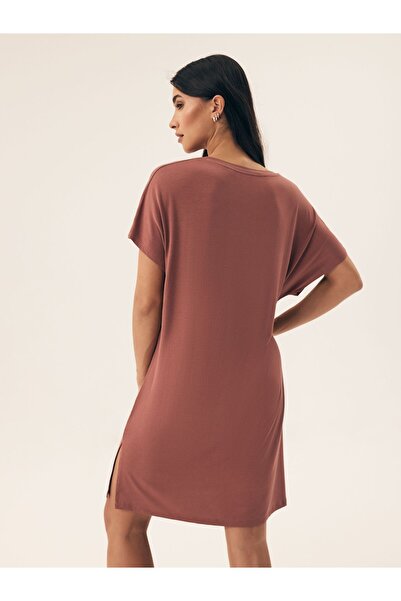 Henderson Home Women's Nightgown Classic Pleasant & Viscose & Minimal Style & Short Sleeve & Boat neck| Noves