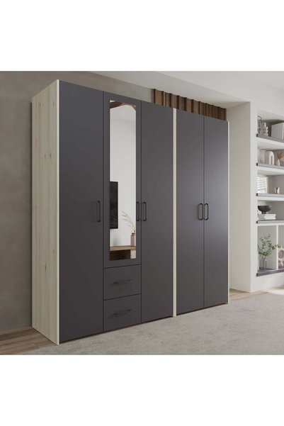 haaus.ro Dressing haaus Malmo V3, Stejar Alb/Antracit, L 200 cm