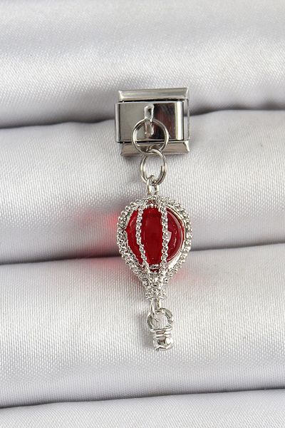 Clariss 316L Steel Silver Color Red Flying Balloon Model Nomination Charm