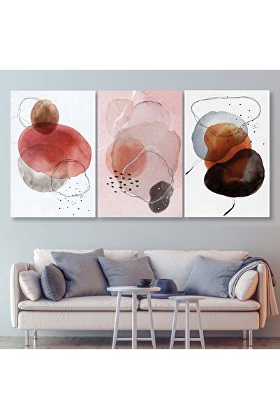 4gdran ثلاث لوحات قماشية بتصميم فن تجريدي مع برواز شامبين مجوف