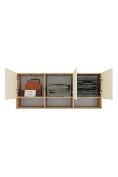 haaus.ro haaus Malmo wall cabinet, 3 doors, Artisan Oak/Clay, 144 x 27 x 60 cm