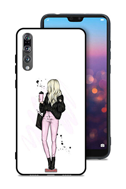 Tolwak غطاء حماية لهاتف هواوي P20 Pro بتصميم فتاة تحمل كوب قهوة