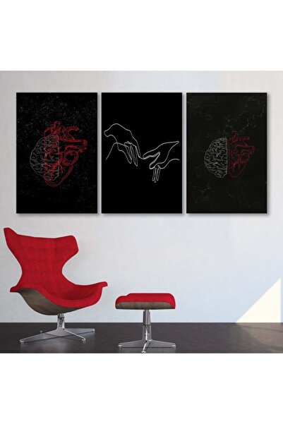 SND ثلاث لوحات قماشية بتصميم مودرن مع برواز شامبين مجوف