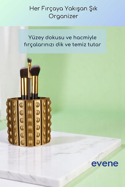 Evene Organizer μακιγιάζ Θήκη για πινέλο μακιγιάζ Organizer Organizer Χρυσό Χρώμα Μοντέλο 91