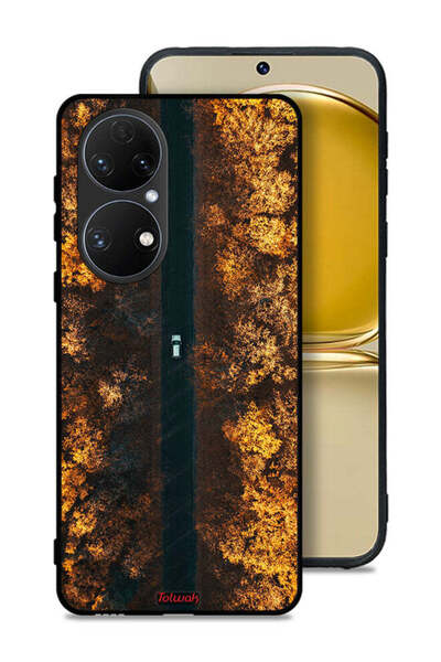 Tolwak غطاء حماية لهاتف هواوي P50E بتصميم طريق في أشجار الخريف