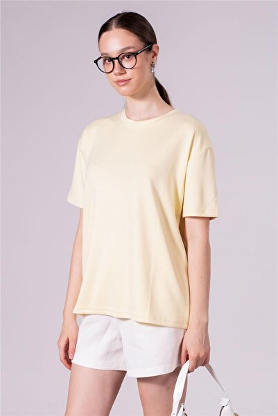 BARRELS AND OIL Women's crew neck modal t-shirt - light yellow