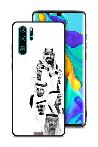 Tolwak غطاء حماية لهاتف هواوي بي 30 برو - فن ملوك السعودية - أبيض وأسود