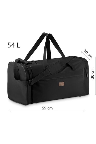 zagatto Black duffel travel bag, 54L, 59x30x30 cm, large and practical, ZG817