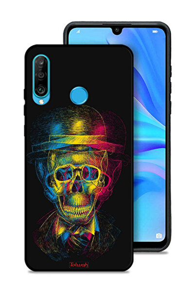 Tolwak غطاء حماية لهاتف هواوي P30 لايت بتصميم جمجمة وقبعة ملونة وفن خيالي