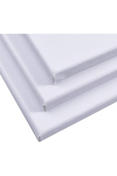 Chstarina Set of 3 canvases with Chstarina frame, wood/cotton, white/natural, 15/25/30 cm