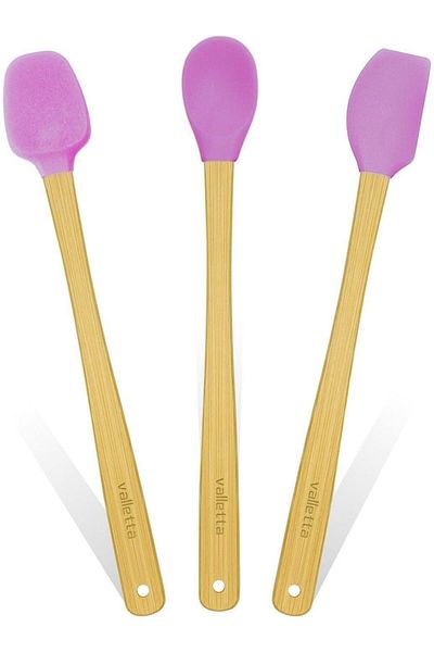 Mena Rise Şirinshop Indigo 3-Piece Pink Bamboo Silicone Spatula Set Long 26 cm Vlt1508 1108107