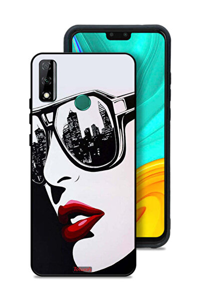 Tolwak غطاء حماية لهاتف Huawei Y8s بتصميم وجه فتاة وفن تجريدي