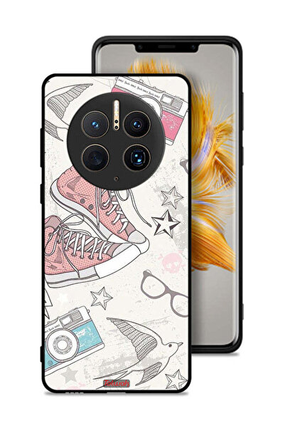 Tolwak Huawei Mate 50 Pro Protective Case Cover Canva Shoes And Camera Art