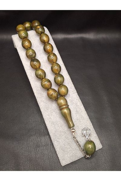 Han Ticarethane Gold Color Transition Khaki Color Mascot Powder Amber Prayer Beads