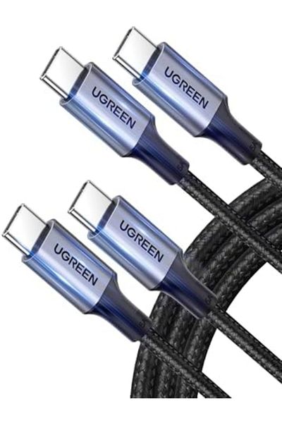 Ugreen USB C Cable(2Pack 2M), 60W Nylon-Braided Cord USB-C to Type C 2.0 Cable Fast Charging