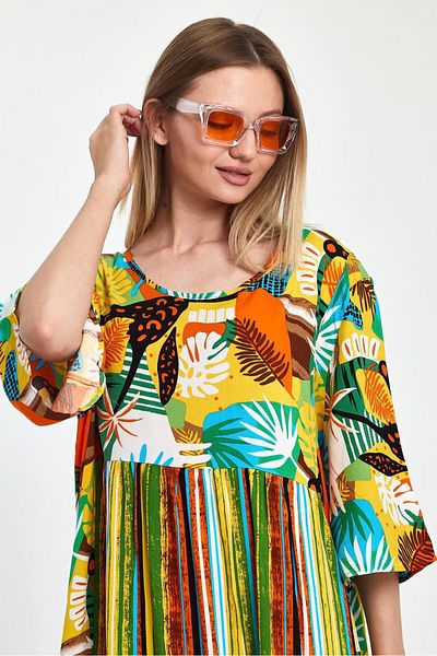AGORATEKSTİL Women's Patterned Viscose Fabric Dress