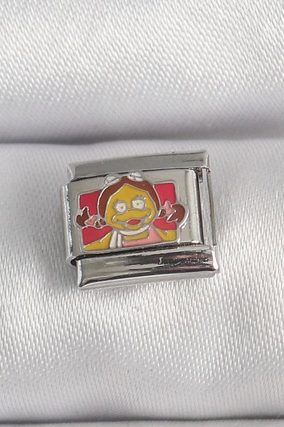 Clariss 316L Steel Silver Color Colorful Children's Embroidered Nomination Charm