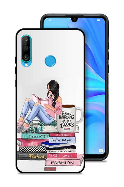 Tolwak غطاء حماية لهاتف هواوي نوفا 4e، تصميم فتاة وكتب أزياء فنية