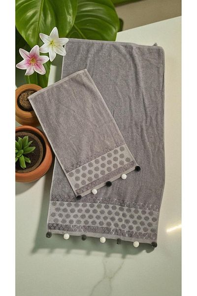 MİLAYS LİFE HOME COLLECTİON Anali Girl Pompon 2-Piece Towel Set