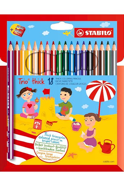 Mena Rise Şirinshop Trio Thick - Dry Crayons - Pack of 18 - Assorted Colors + Sharpener 1108107