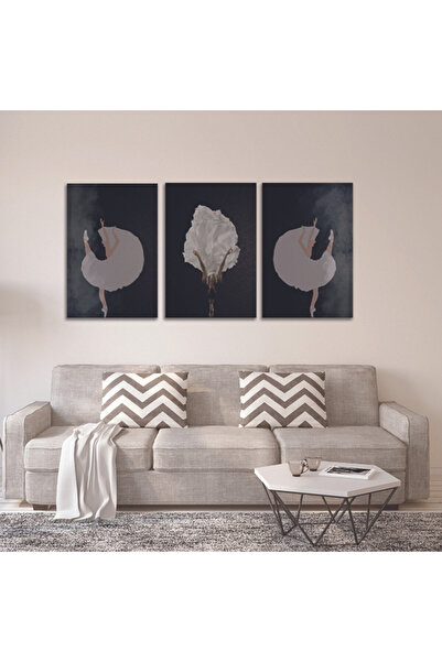 4gdran ثلاث لوحات قماشية بتصميم مودرن مع برواز خشبي مخفي