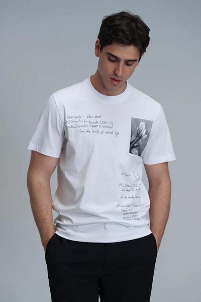Lufian Fred Modern Graphic Patterned White T-Shirt