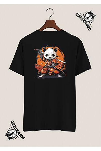 MarkaTurko تيشيرت ساموراي باندا بتصميم خاص مطبوع على الظهر 8415-16