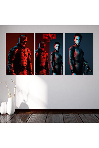 4gdran ثلاث لوحات قماشية بتصميم فلم The batman مع برواز خشبي مخفي
