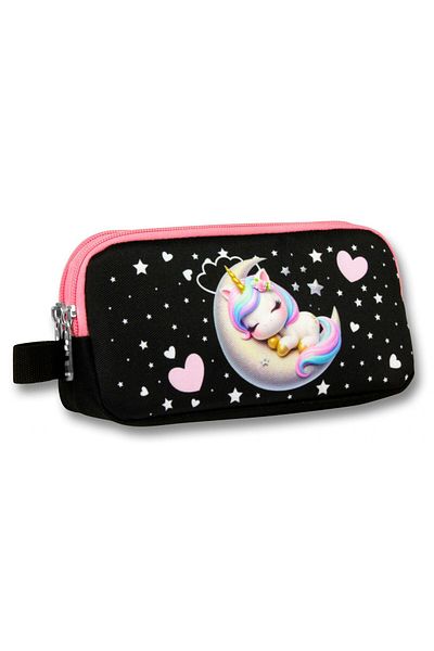 ÜMİT ÇANTA Τσάντα Ümit 5062 (Sleepy Unicorn Patterned - Black Pink Colored) Τσάντα μολυβιού για κορίτσια